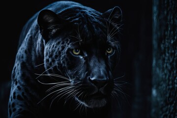 black jaguar in jungle content created with generative AI software.