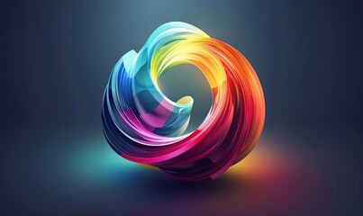 Vibrant Abstract 3D Rendering with Multicolor Swirls and Curves