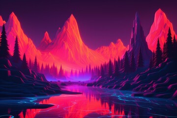 Otherworldly Surreal planet neon landscape. Mars natural. Generate Ai