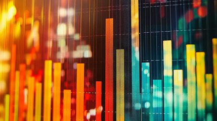 Obraz premium Bar graphs show data visually, using shaded bars to illustrate changes in value. They can show both increases and decreases.