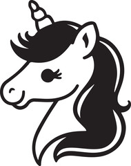 beautiful stunning unicorn black and white silhouette vector art flat design graphic illustrations