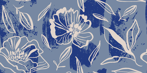 Seamless pattern beautiful flower vector. Collage contemporary print. Fashionable template for design.
