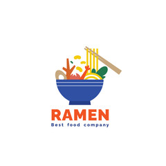 Ramen food logo design with various toppings. Illustration of bowl and shop food suitable for restaurant