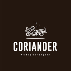 illustration of the coriander spice logo icon, coriander kitchen spice for the cooking industry	
