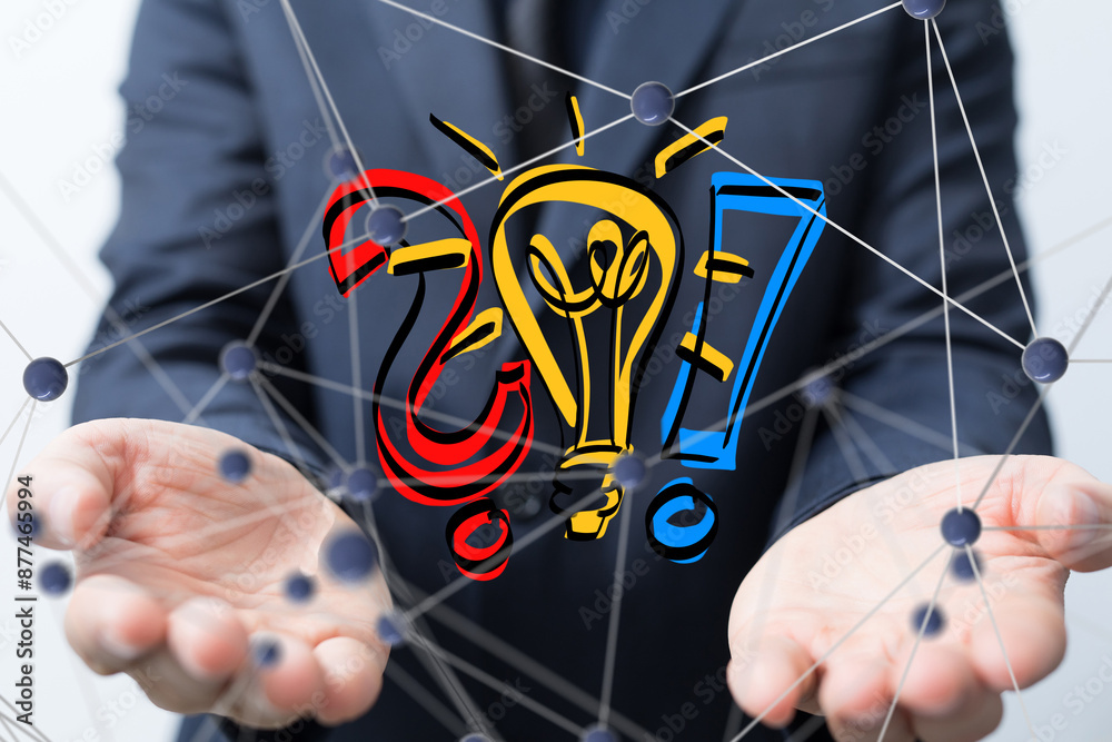 Poster Neural network 3D illustration. Big data and cybersecurity