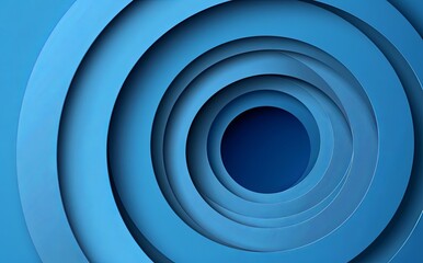 Abstract Blue Concentric Circles Background with Circular Patterns