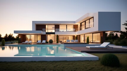 Fototapeta premium Luxurious Modern Mansion with Pool
