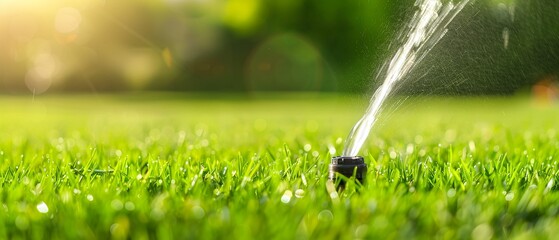 Illustrate suburban water conservation practices with efficient irrigation systems