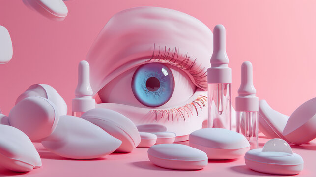 White ear and eye drops in a 3D illustration.