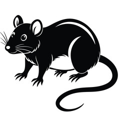Obraz premium Rat Silhouette, Rat Isolated On White Background