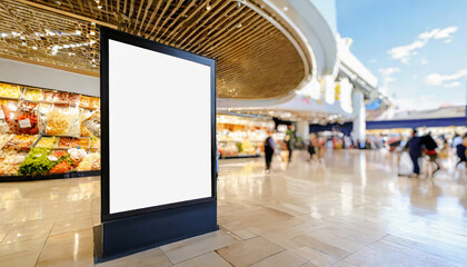 Mockup advertising board in front of supermarket. Mock up billboard for your text messege or mock up content with department store