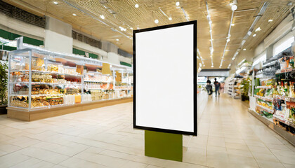 Mockup advertising board in front of supermarket. Mock up billboard for your text messege or mock up content with department store