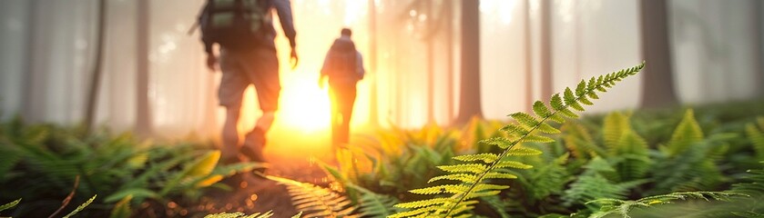 Create an image of students studying advancements in sustainable forestry management