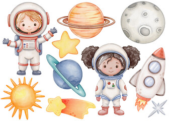 Space clipart and children astronauts