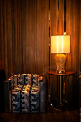 chairs and lamps on the table