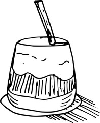 Matcha tea. Doodle sketch style. Vector illustration. Cocktail drinks 
