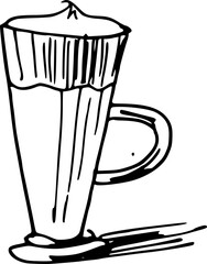 Matcha tea. Doodle sketch style. Vector illustration. Cocktail drinks latte 
