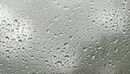 Raindrops hit the glass. with a blurry background of green forest - generative ai