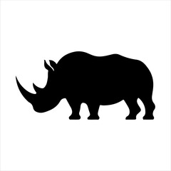 Rhino silhouette on white background. Rhino icon sign vector illustration design.