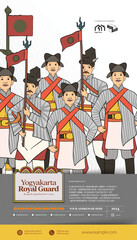 Yogyakarta Royal Guard Bregada Jagakaryan hand drawn illustration