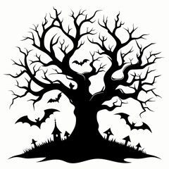 silhouette of a tree,gothic tree for Halloween vector