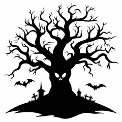 silhouette of a tree,gothic tree for Halloween vector