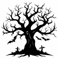 silhouette of a tree,gothic tree for Halloween vector
