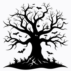 silhouette of a tree,gothic tree for Halloween vector