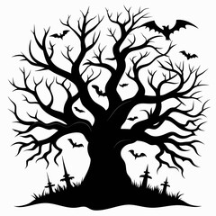 silhouette of a tree,gothic tree for Halloween vector