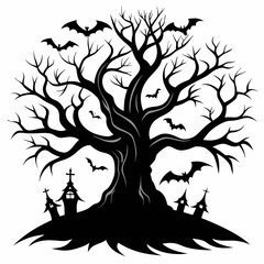 silhouette of a tree,gothic tree for Halloween vector