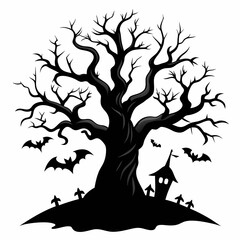 silhouette of a tree,gothic tree for Halloween vector