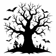 silhouette of a tree,gothic tree for Halloween vector