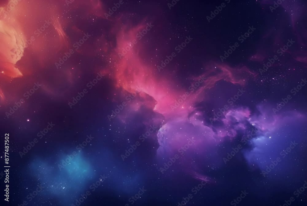 Wall mural horizontal video of breathtaking image of colorful nebula in deep space, showcasing vibrant clouds o