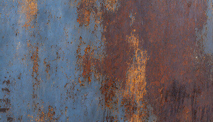 Rusty steel background. Vintage old antique metal material texture surface grunge damaged in copper