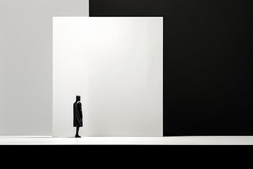 businessman standing on wall 