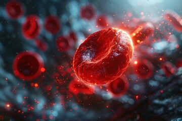 Red Blood Cells Flowing in Veins: Anatomy of Vascular System, Hemoglobin, Platelets, Isolated Plasma, Cancer Medicine, Anemia, Hemophilia & Donorship
