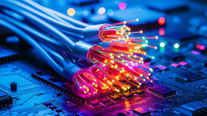 colorful and Vibrant Fiber Optic Cables Photo