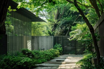 A large house with a large yard and a stone walkway