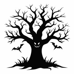 silhouette of a tree with roots,gothic tree for Halloween vector silhouette