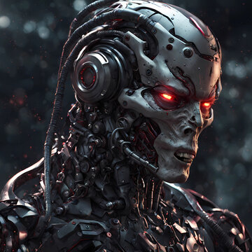 Abstract futuristic dark cyborg background