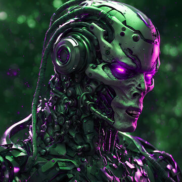 Abstract futuristic dark cyborg background
