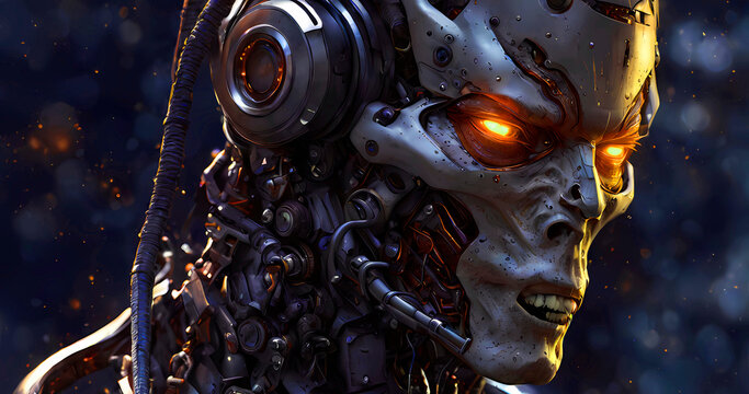 Abstract futuristic dark cyborg background