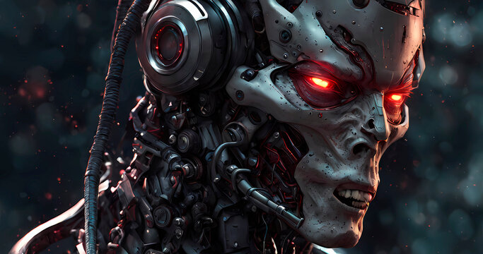Abstract futuristic dark cyborg background
