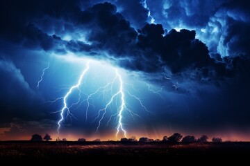 Dramatic Thunderstorm lighting. Dramatic stormy weather. Generate Ai