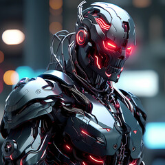 Fototapeta premium Abstract futuristic dark cyborg background