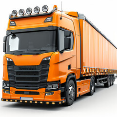 Logistic orange truck isolated on white background