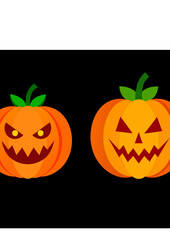 Halloween pumpkins spooky faces vector image