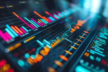 Fototapeta premium Dynamic Financial Data Visualization on Digital Screen