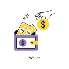 Wallet vector Flat Design illustration. Symbol on White background EPS 10 File 