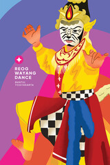 Cell shaded detailed hand drawn illustration of Indonesian Yogyakarta traditional Dancer